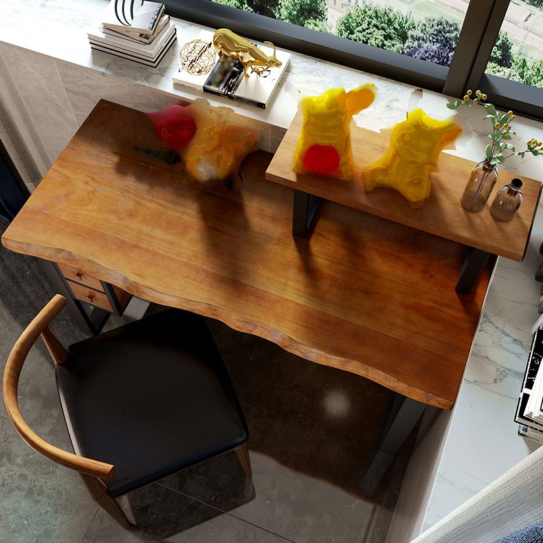 Wood Industrial Computer Desk rechthoekige bureau met 2 laden