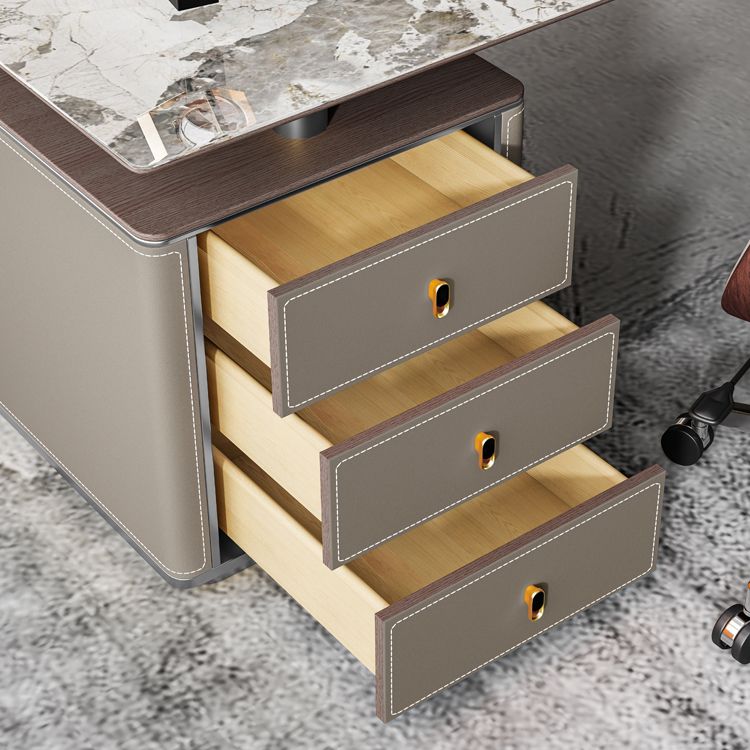 Stone Rectangular Writing Desk Modern 29.53" Tall Office Desk with Drawers Clearhalo 'furn' 'furn_office_desk' 'Furniture' 'Office Desks' 'Office Furniture' 'office_desk' 1200x1200_d2cf950b-82a4-4813-acd2-b8a837c2b200