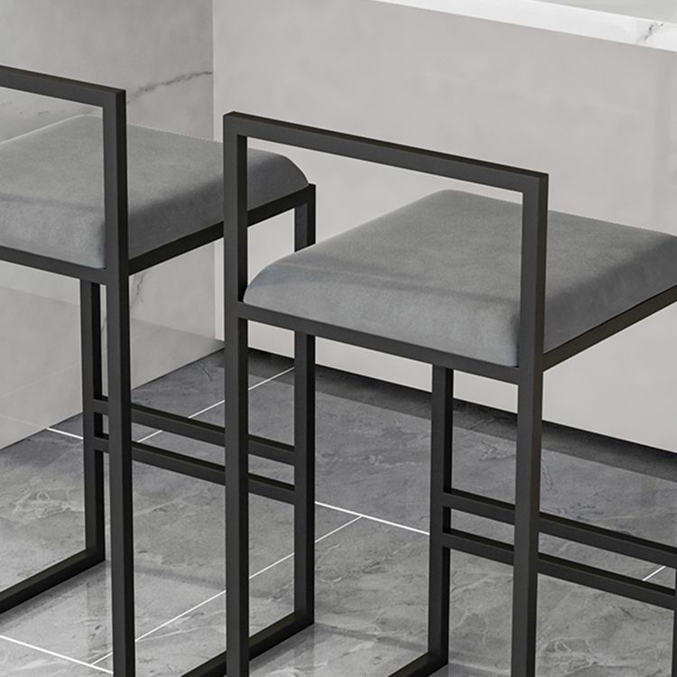 Modern Backrest Armless Counter Stool Iron Kitchen Bar Stool with Velvet Cushion and Pedal Clearhalo 'Bar Furniture' 'Bar Stools' 'bar_stools' 'furn' 'furn_bar_stools' 'Furniture' 'furniture_bar_stools' 'Kitchen & Dining Furniture' 1200x1200_d2d077c1-1d83-4bbb-92ae-07eb7beb2d7c