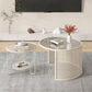 Tropical Round Frame Cocktail Table Glass Top Coffee Table Set