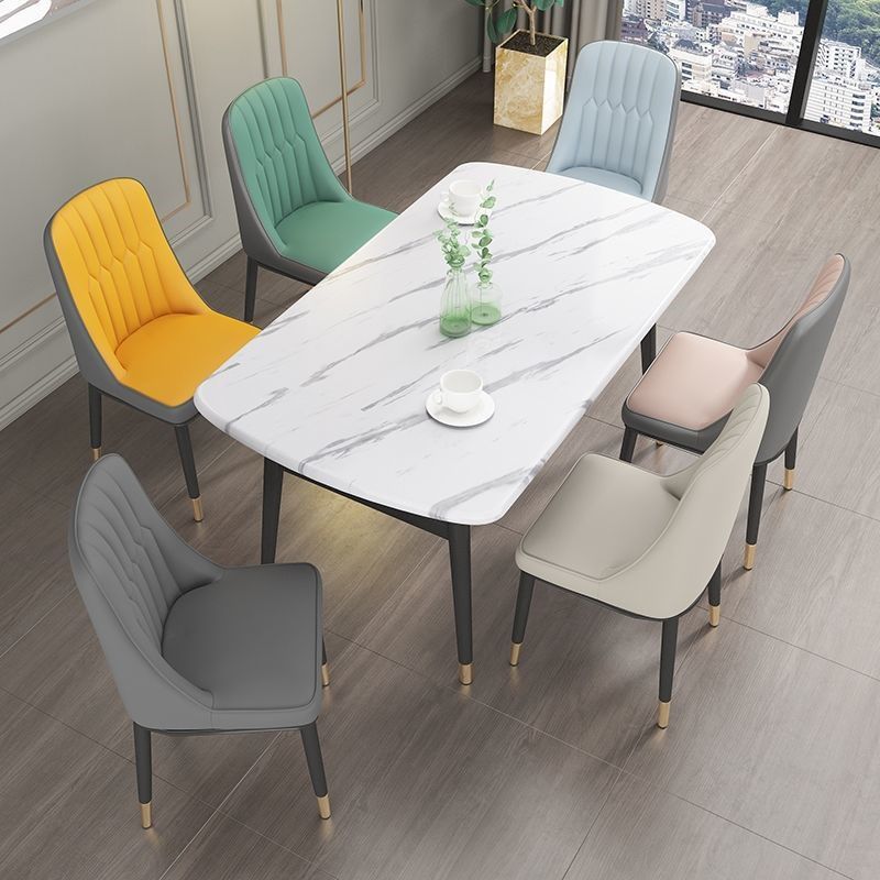 Glam Parsons Dining Side Chair Leather Indoor Dining Chair with Metal Legs Clearhalo 'Dining Chairs' 'Dining Tables & Seating' 'dining_chair' 'furn' 'furn_dining_chair' 'Furniture' 'furniture_dining_chair' 'Kitchen & Dining Furniture' 1200x1200_d2d4f7ee-75b8-4ef5-9e8c-5433d65837a6