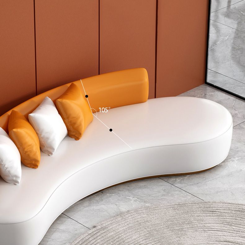 Contemporary 27.55"H Solid Color Faux Leather Armless Curved Sofa