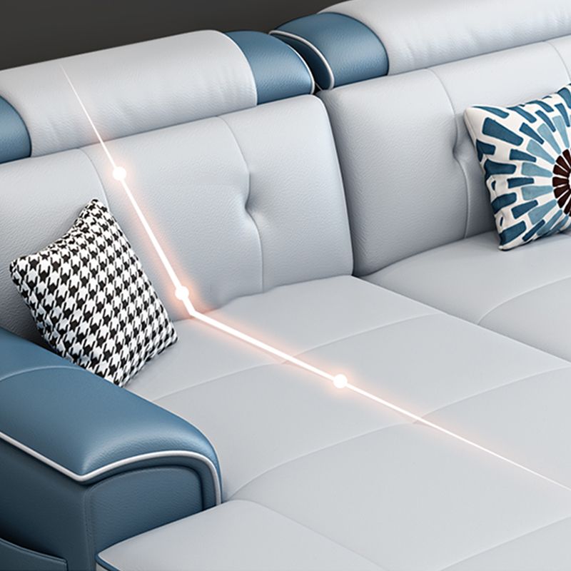 フェイクレザーのL字型4人乗りセクションとストレージとクッションバック