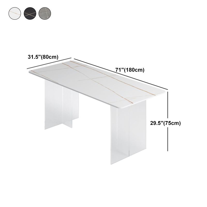 Dining Room Modern Dinette Table Rectangle Acrylic Double Pedestal Dining Table Clearhalo 'Dining Tables & Seating' 'Dining Tables' 'dining_table' 'furn' 'furn_dining_table' 'Furniture' 'furniture_dining_table' 'Kitchen & Dining Furniture' 'kitchen' 'kitchen_dining_table' 1200x1200_d2d916f3-d2e5-476c-8f6e-4f77d3992b88