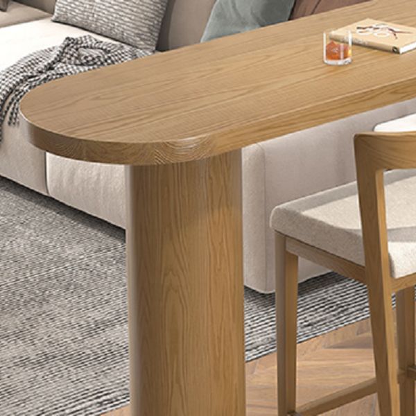 Specialty Solid Wood Bar Table Double Pedestal Bar Height Pub Table in Natural