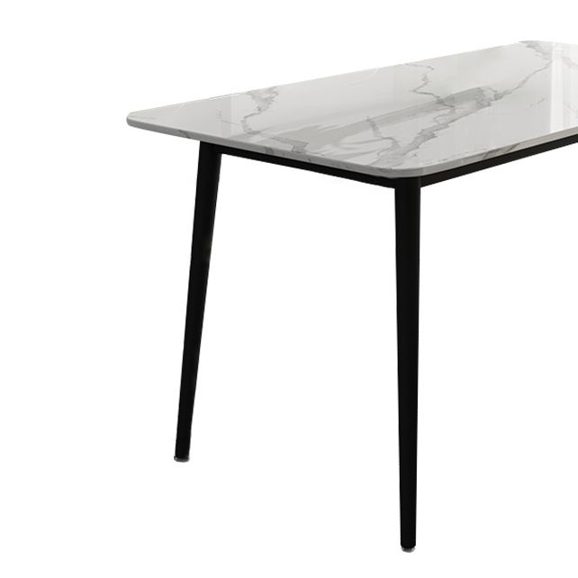 Simple Sintered Stone Kitchen Dining Table Rectangle White Dining Table with 4 Legs Base Clearhalo ' dining_table' 'Dining Tables & Seating' 'Dining Tables' 'Furniture' 'furniture_dining_table' 'Kitchen & Dining Furniture' 'kitchen&dining_furn' 'kitchen' 'kitchen_dining_table' 1200x1200_d2d9f31e-5858-4701-9ce4-1b25e33b1f38