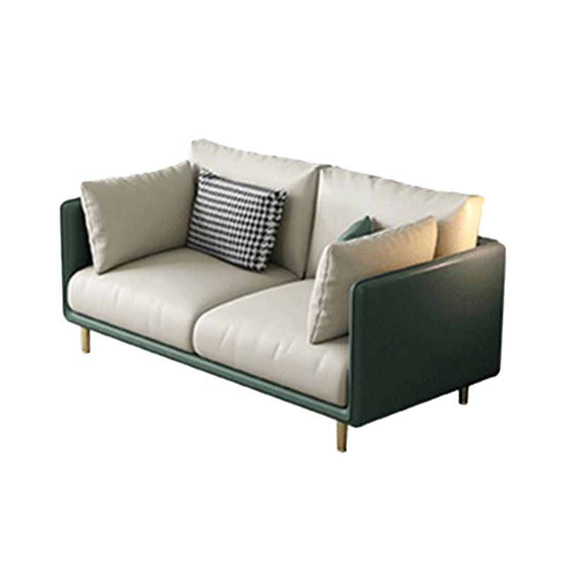 Green and White Stain Resistant Settee Sofa Leather Square Arm Loveseat Clearhalo 'furn' 'furn_sofas' 'Furniture' 'furniture_sofas' 'kitchen' 'kitchen_sofas' 'Living Room Furniture' 'Sofa' 'sofas' 1200x1200_d2da8f99-e3fe-4b83-b0ce-509b35f4b6fb