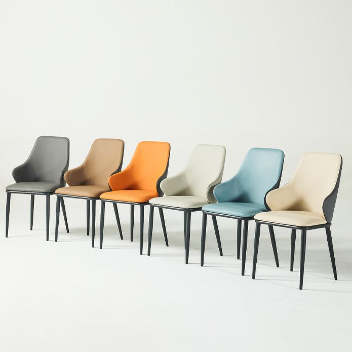 Contemporary Restaurant Leather Armchair Matte Finish Parsons Dining Chair Clearhalo ' kitchen&dining_furn' 'Dining Chairs' 'Dining Tables & Seating' 'dining_chair' 'furn' 'furn_dining_chair' 'Furniture' 'furniture_dining_chair' 'Kitchen & Dining Furniture' 'kitchen' 1200x1200_d2da917f-e3d0-4dbf-90d4-9e579235f0a3