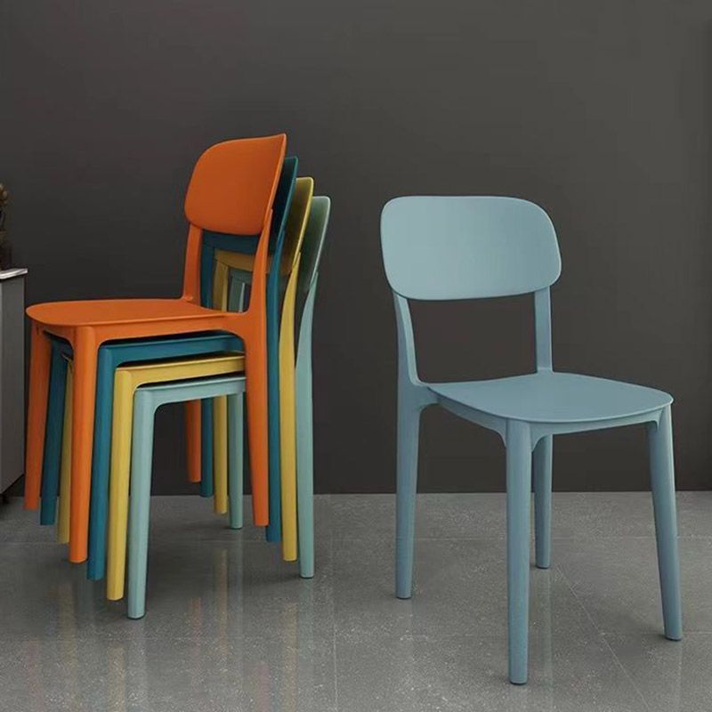 Open Back Dining Side Chair Contemporary Plastic Armless Dining Chair