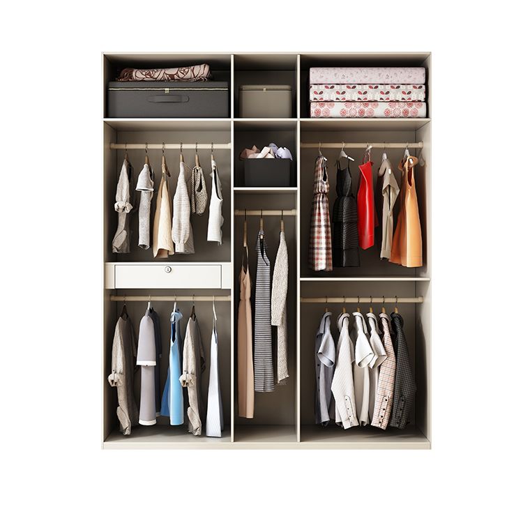 Modern Artificial Wood Wardrobe Freestanding Wardrobe in White Clearhalo 'Armoires & Wardrobes' 'armoires_wardrobes' 'Bedroom Furniture' 'furn' 'furn_armoires_wardrobes' 'Furniture' 1200x1200_d2dc6e2f-1b50-402a-9c33-c20887da7c1a