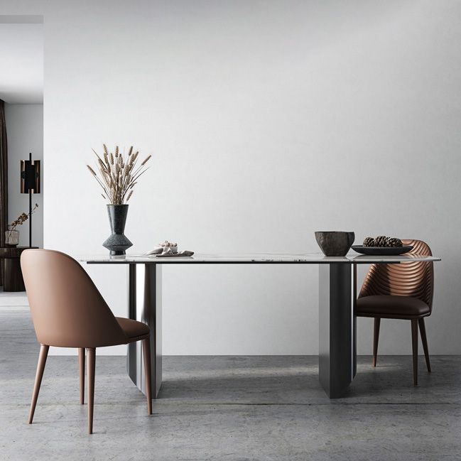 Metal Traditional Luxury Rectangle Table Sintered Stone Indoor Table Clearhalo ' dining_table' 'Dining Tables & Seating' 'Dining Tables' 'furn' 'furn_dining_table' 'Furniture' 'furniture_dining_table' 'Kitchen & Dining Furniture' 'kitchen&dining_furn' 'kitchen' 'kitchen_dining_table' 1200x1200_d2dccdae-b9ed-48da-bc20-4fe711143200