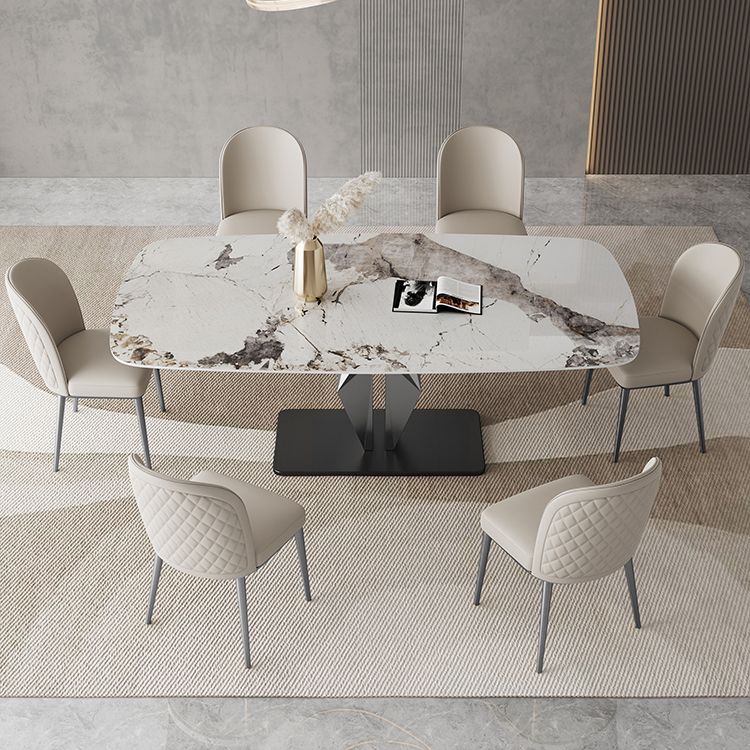 Designer Style Sintered Stone Dining Set Rectangle 1/3/4/6/7 Pieces Dining Room Table Set Clearhalo 'Dining Room Sets' 'Dining Tables & Seating' 'dining_room_set' 'furn' 'furn_dining_room_set' 'Furniture' 'furniture_dining_room_set' 'Kitchen & Dining Furniture' 1200x1200_d2dd5924-908a-460e-a1d5-7ba9542cf4c6