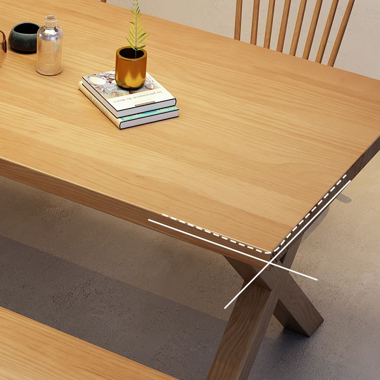 Industrial Dinner Table Rectangle Solid Wood Dinette Table in Brown