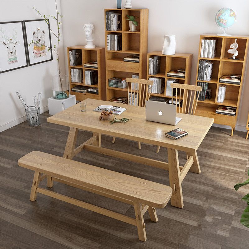 Modern Pine Wood Table for Restaurant Rectangle Dining Table with Trestle Base Clearhalo ' dining_table' 'Dining Tables & Seating' 'Dining Tables' 'furn' 'furn_dining_table' 'Furniture' 'furniture_dining_table' 'Kitchen & Dining Furniture' 'kitchen&dining_furn' 'kitchen' 'kitchen_dining_table' 1200x1200_d2ded872-3a41-4f15-a117-8f0ebf3aab1f