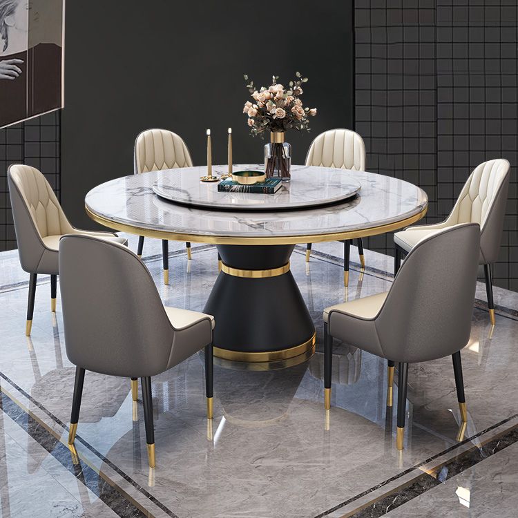 Contemporary Sintered Stone Top Dinette Set with Round Table Dining Room Set for Dining Room Clearhalo 'Dining Room Sets' 'Dining Tables & Seating' 'dining_room_set' 'furn' 'furn_dining_room_set' 'Furniture' 'furniture_dining_room_set' 'Kitchen & Dining Furniture' 'kitchen&dining_furn' 'kitchen' 1200x1200_d2df2ee4-9055-4ec7-9ba6-b007681f68e3