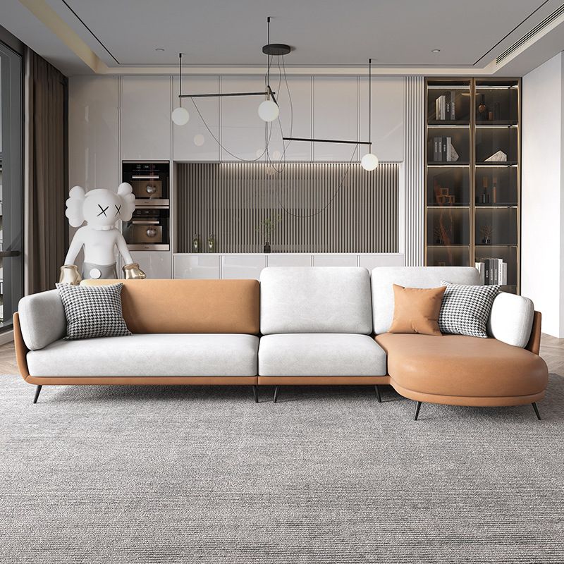 Nordic Faux Leather Living Room Stationary Pillow Top Arm Sofa Chaise Clearhalo 'furn' 'furn_sectionals' 'Furniture' 'Living Room Furniture' 'Sectionals' 1200x1200_d2dfbd01-af30-45a5-b967-d857400667c3