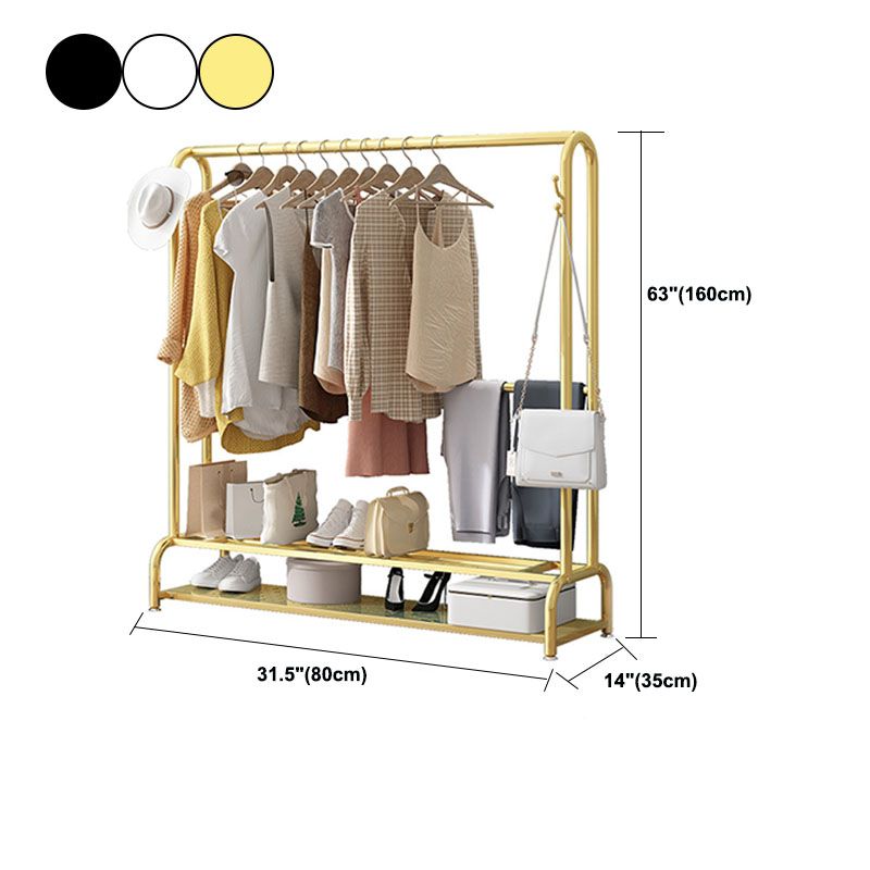 Hall Tree Metal moderne 2 crochets sans cintre de manteau en détresse avec étagères de rangement