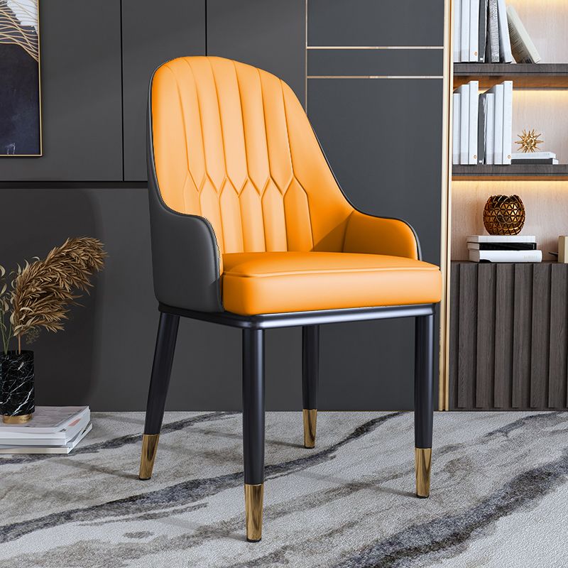 Metal Scandinavian Style Dining Side Chair Dining Room Padded Solid Back Chair with Arm Clearhalo ' kitchen&dining_furn' 'Dining Chairs' 'Dining Tables & Seating' 'dining_chair' 'furn' 'furn_dining_chair' 'Furniture' 'furniture_dining_chair' 'Kitchen & Dining Furniture' 'kitchen' 1200x1200_d2e080fc-8995-470b-9499-c9ed1ca2f9e9