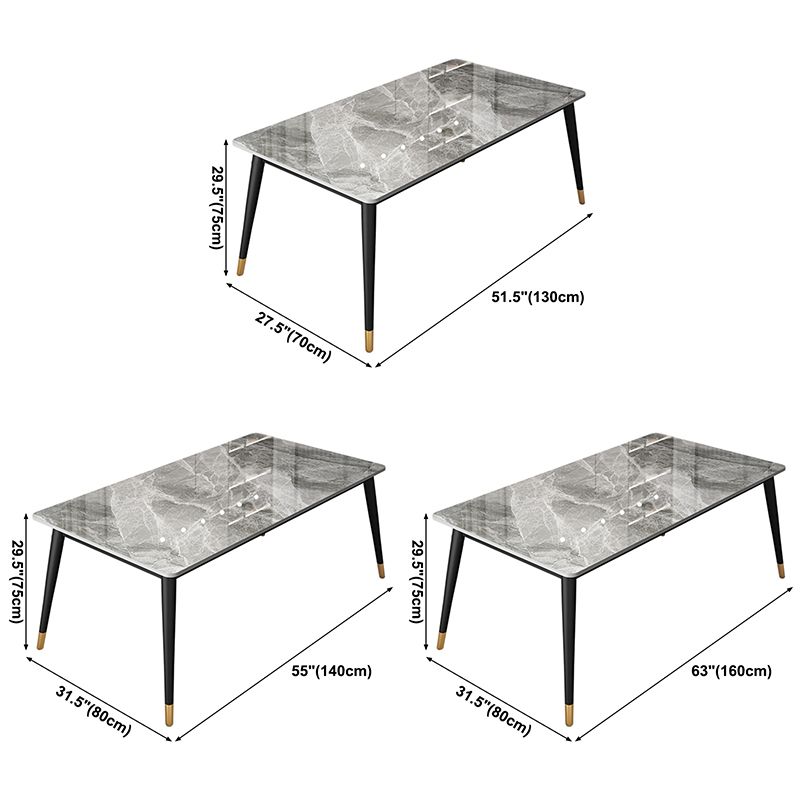 Contemporary Style Stone Dining Table Rectangle 4 Legs Table for Dining Room Clearhalo ' dining_table' 'Dining Tables & Seating' 'Dining Tables' 'furn' 'furn_dining_table' 'Furniture' 'furniture_dining_table' 'Kitchen & Dining Furniture' 'kitchen&dining_furn' 'kitchen' 'kitchen_dining_table' 1200x1200_d2e0fe1c-f263-40ec-8913-803c5b6321e8