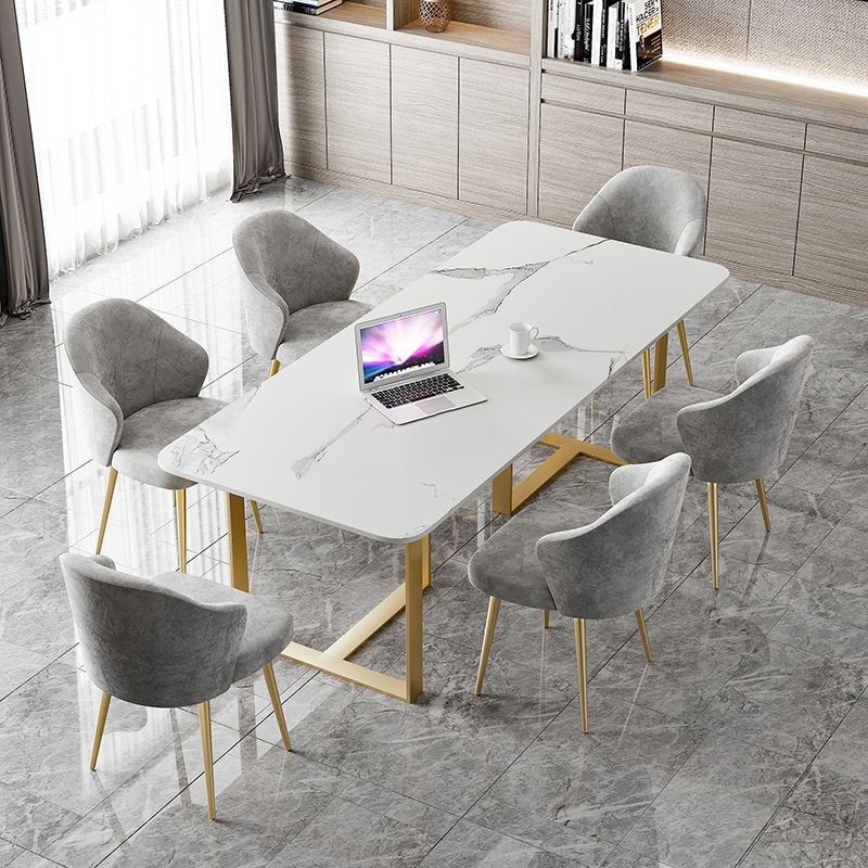 Sintered Stone White Dining Table Luxury Double Pedestal Table for Dining Room Clearhalo ' dining_table' 'Dining Tables & Seating' 'Dining Tables' 'furn' 'furn_dining_table' 'Furniture' 'furniture_dining_table' 'Kitchen & Dining Furniture' 'kitchen&dining_furn' 'kitchen' 'kitchen_dining_table' 1200x1200_d2e262b5-7712-47f3-bdf6-893ac64cd162
