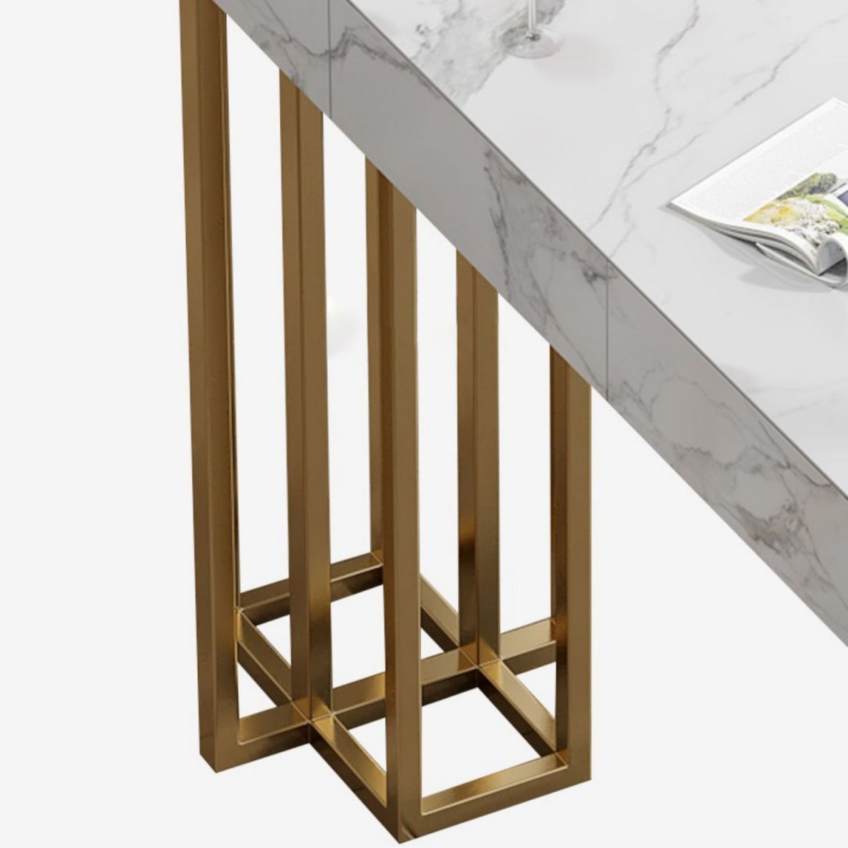 Eigentijdse bar-eettafel voor binnen, marmeren rechthoekige bartafel