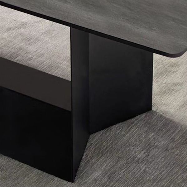 Industrial Sintered Stone Dining Table Rectangle Black Top Table with Metal Pedestal Clearhalo ' dining_table' 'Dining Tables & Seating' 'Dining Tables' 'furn' 'furn_dining_table' 'Furniture' 'furniture_dining_table' 'Kitchen & Dining Furniture' 'kitchen&dining_furn' 'kitchen' 'kitchen_dining_table' 1200x1200_d2e2dfd3-85df-4cdb-850b-41ec747f22b9