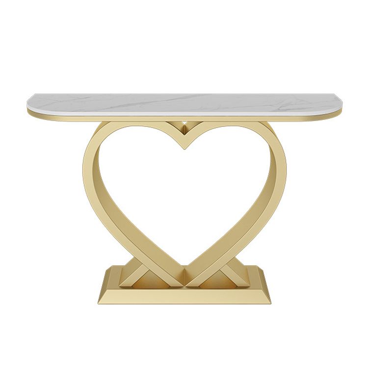 Tavolo accento in pietra glam tavolo da divano di divano di mezzo luna per sala