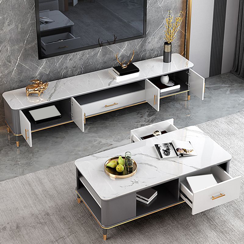 Glam Open Shelving Media Console Stone TV Stand with Drawers Clearhalo 'furn' 'furn_tv_stands_entertainment_centers' 'Furniture' 'Living Room Furniture' 'TV Stands & Entertainment Centers' 'TV Stands & Media Storage Furniture' 'tv_stands_entertainment_centers' 1200x1200_d2e3aff8-7dfa-4de4-907c-0337219ab5be