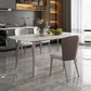 Glam Style Furniture Rectangle Stone Dining Room Table in White