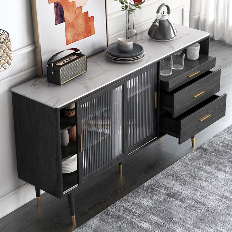 Sideboard a 2 porte glam in legno 61 "l armadio della credenza soggiorno con porta di vetro