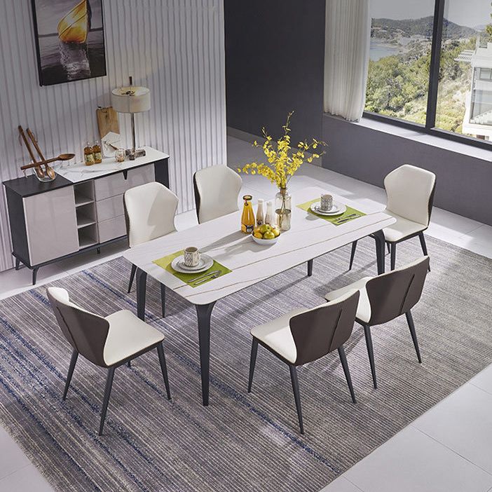 Rechthoekige gesinterde stenen eettafel Modern meubels met 4 zwarte benen