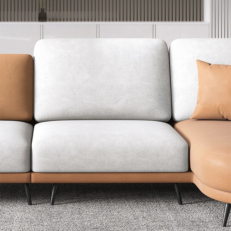 Faux Leather Scandinavian L-Shape Sectional with Pillowed Back Cushions Clearhalo 'furn' 'furn_sectionals' 'Furniture' 'furniture_sectionals' 'kitchen' 'kitchen_sectionals' 'Living Room Furniture' 'Sectionals' 1200x1200_d2e79287-eb22-4c93-b470-83829652f35b