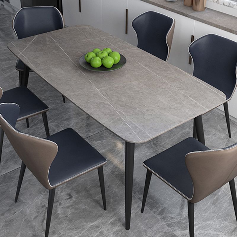 Metal Modern Rectangular Table Sintered Stone Table for Dining Room and Kitchen Clearhalo ' dining_table' 'Dining Tables & Seating' 'Dining Tables' 'furn' 'furn_dining_table' 'Furniture' 'furniture_dining_table' 'Kitchen & Dining Furniture' 'kitchen&dining_furn' 'kitchen' 'kitchen_dining_table' 1200x1200_d2e85f11-a3eb-4059-991f-67b239f99f19