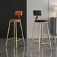 Contemporary Low Back Barstools Round Bar Stool with Metal Legs