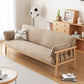 Slipcovered Single Cushion Sofa Tropical Solid Wood Seat with Pillows