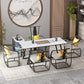 Metal and Slate Table Glam Style Home Minimalist Rectangular Dining Table