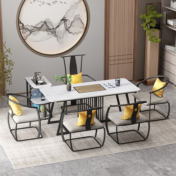 Metal and Slate Table Glam Style Home Minimalist Rectangular Dining Table