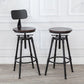 Tabouret industriel en métal, siège rond en bois, tabouret de comptoir réglable, finition mate