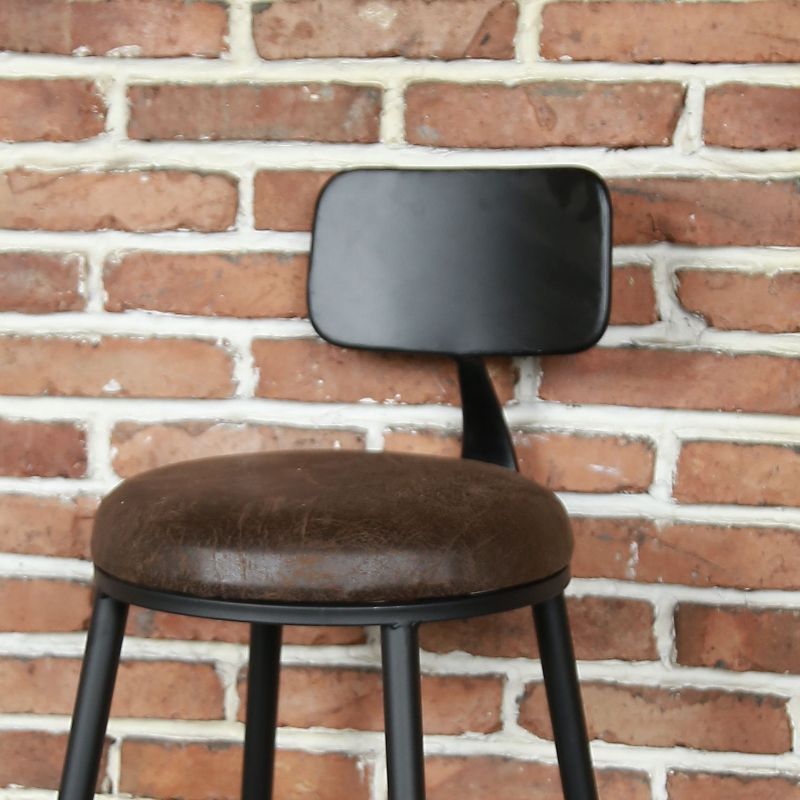 Sgabello da bar senza braccio da pranzo in metallo contemporaneo con base nera