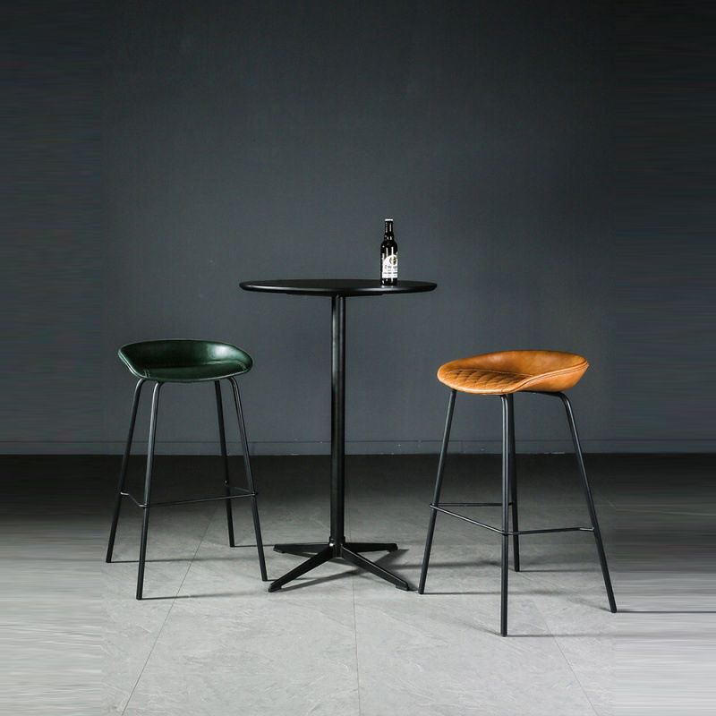 Industrial Matte Finish Leather Barstool Living Room Low Back Stool Clearhalo 'Bar Furniture' 'Bar Stools' 'bar_stools' 'furn' 'furn_bar_stools' 'Furniture' 'furniture_bar_stools' 'Kitchen & Dining Furniture' 1200x1200_d2ed4901-81bf-4921-a36e-63371388788e