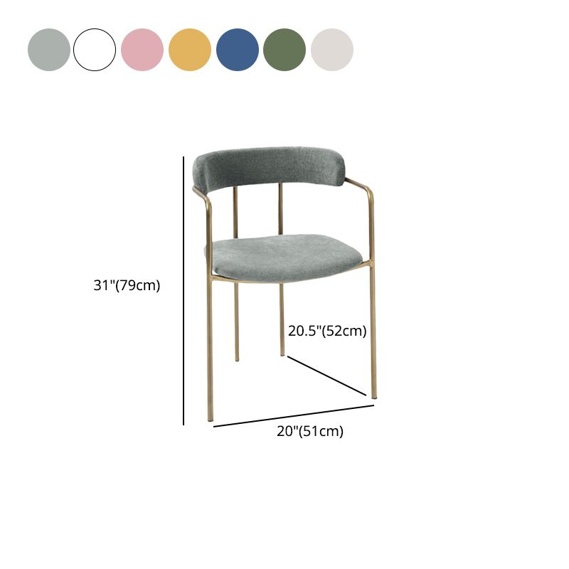 Fabric Glam Style Arm Chair Open Back Dining Chair for Dining Room Clearhalo 'Dining Chairs' 'Dining Tables & Seating' 'dining_chair' 'furn' 'furn_dining_chair' 'Furniture' 'furniture_dining_chair' 'Kitchen & Dining Furniture' 1200x1200_d2edacf8-6ddc-4652-9cbf-72f2745f2c9b