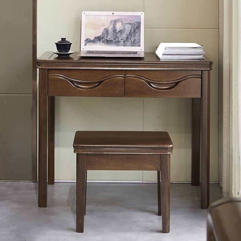 Solid Wood 2 Drawers Office Desk Bedroom Parsons Base Writing Desk Clearhalo 'furn' 'furn_office_desk' 'Furniture' 'Office Desks' 'Office Furniture' 'office_desk' 1200x1200_d2ef5c6b-e396-4056-a916-535620f490ad