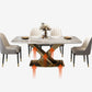 Glam Style Dinette Table Rectangle Stone Dining Room Table for Kitchen