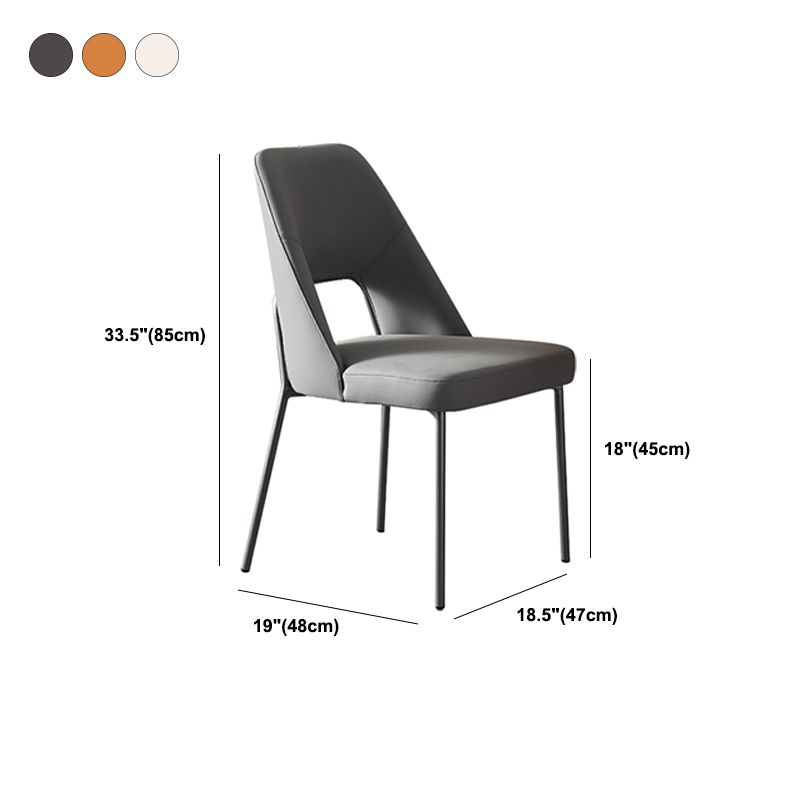 Silla lateral abierta para el hogar de cuero sintético silla de comedor moderna con piernas negras