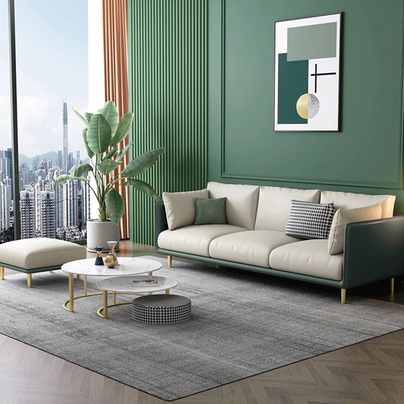 Green and White Stain Resistant Settee Sofa Leather Square Arm Loveseat Clearhalo 'furn' 'furn_sofas' 'Furniture' 'furniture_sofas' 'kitchen' 'kitchen_sofas' 'Living Room Furniture' 'Sofa' 'sofas' 1200x1200_d2f152d8-e6c7-41ed-b429-36bf366e7531