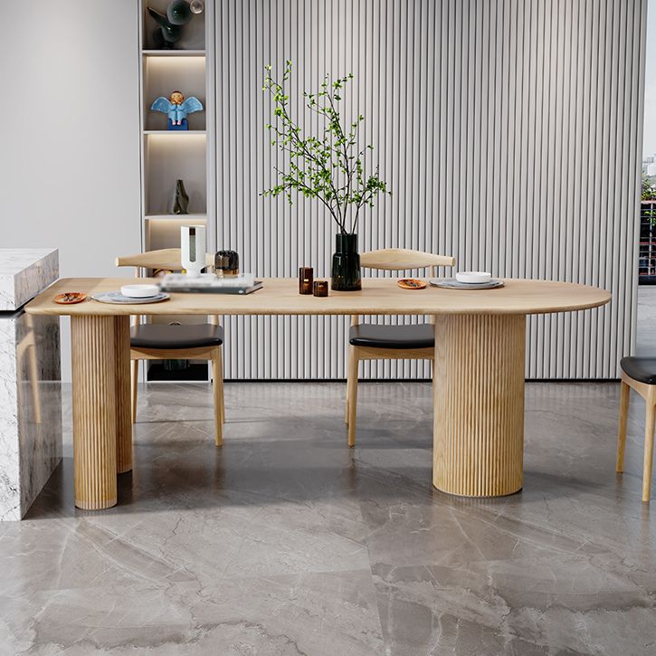 Contemporary Dining Table Ash Solid Wood Table with 3 Legs for Dining Room Clearhalo ' dining_table' 'Dining Tables & Seating' 'Dining Tables' 'Furniture' 'furniture_dining_table' 'Kitchen & Dining Furniture' 'kitchen&dining_furn' 'kitchen' 'kitchen_dining_table' 1200x1200_d2f22d47-481c-40c5-9a28-77ae13ef49e7