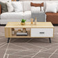 1 table basse à 4 pieds incluse, table de cocktail moderne en bois avec tiroir