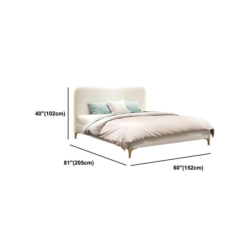Letto a pannello bianco in finta pelle in pelle 40,16 "H letto imbottito a basso profilo con gambe metalliche