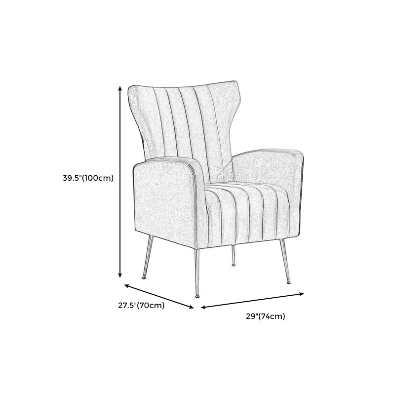 Scandinavian Accent Chair Velvet Wingback Chair with Sewn Pillow Back and Basic Four Legs Clearhalo 'Accent Chairs' 'accent_chairs' 'Chairs & Seating' 'furn' 'furn_accent_chairs' 'Furniture' 'furniture_accent_chairs' 'Living Room Furniture' 1200x1200_d2f3ad13-a3ec-4fe6-924a-87860bafb3d0