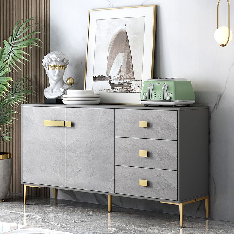 Sideboard in legno ingegnerizzato grigio moderno server da pranzo a scaffalatura regolabile per soggiorno